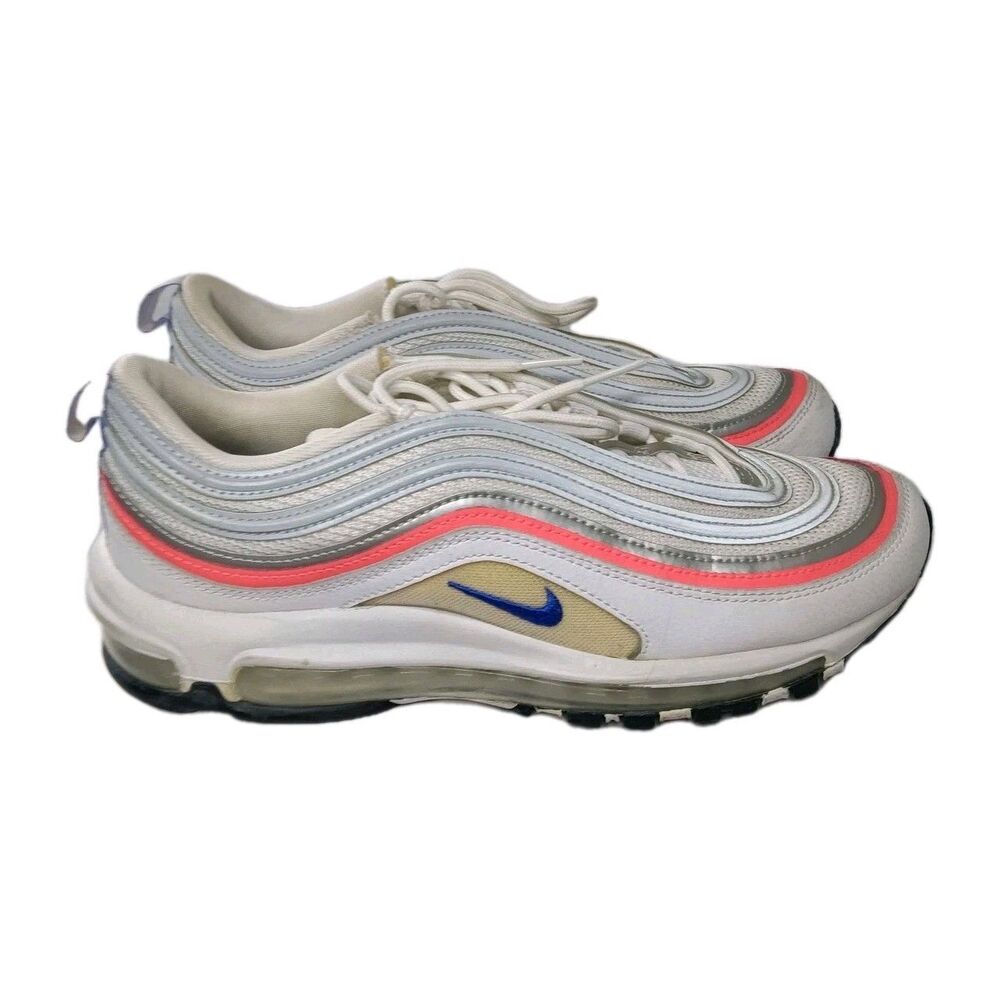 Nike Air Max 97 Shoes Women's Size 9.5 Sneakers White~Crimson-Metallic Silver